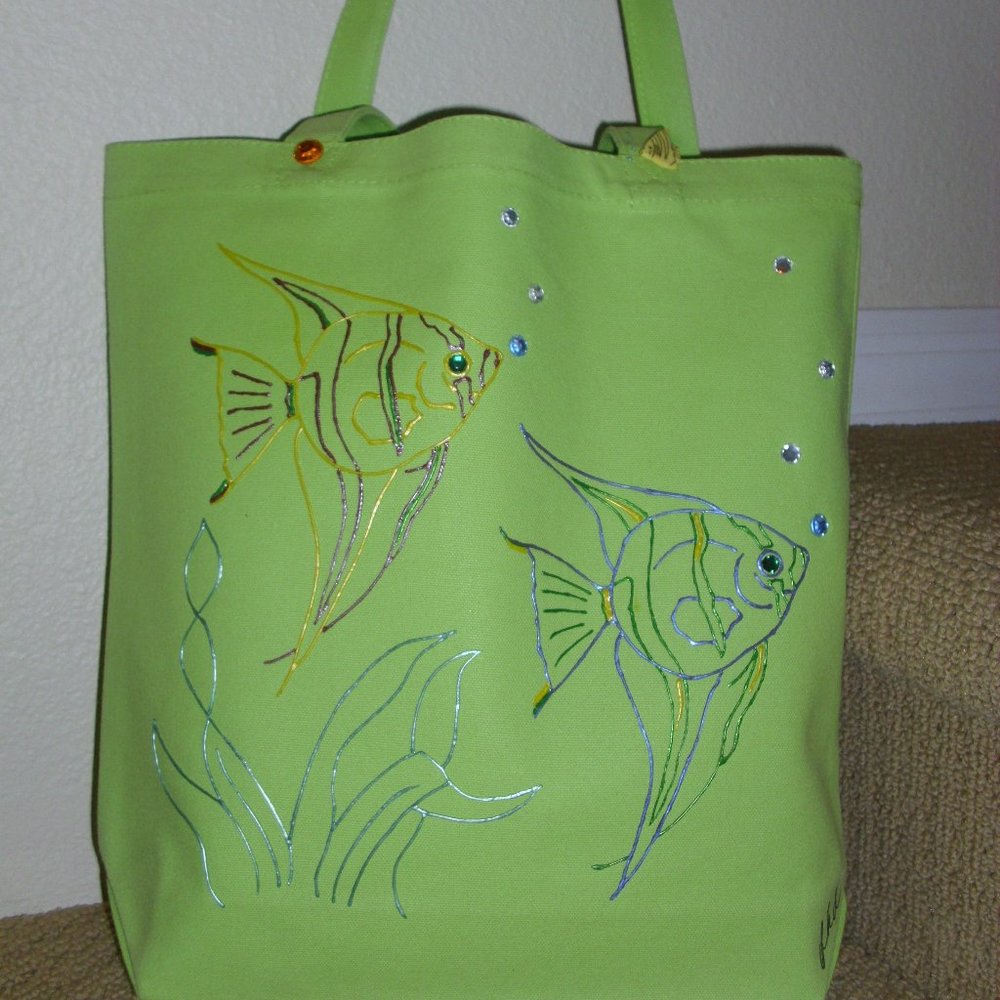 2/$25 NEW Handpainted Embellished Sturdy Canvas Tote Bag